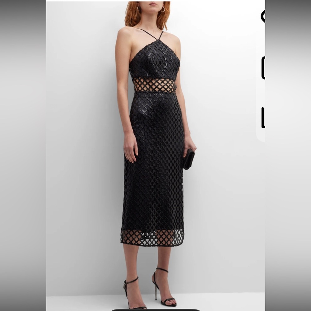Ramy Brook $695 Leo Latticework Midi Dress Size 4
